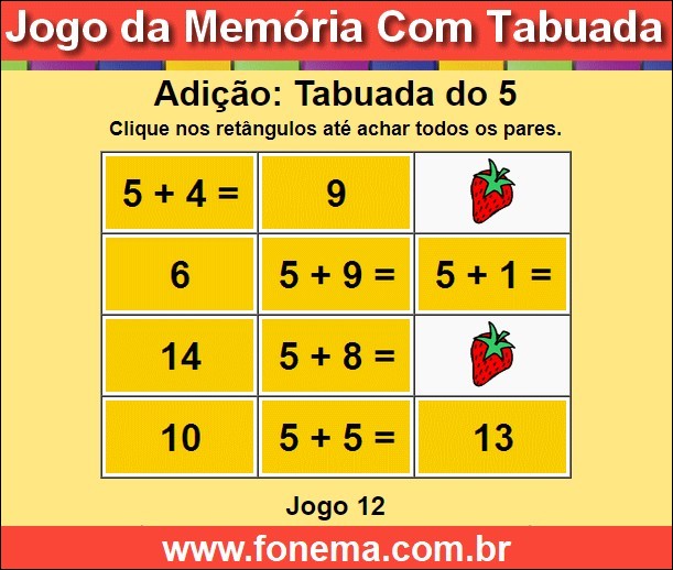 Jogo da Memória Com a Tabuada de Adição do 5