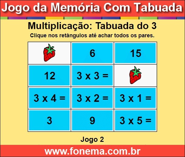 Jogo da Memória Com a Tabuada de Multiplicação do 3