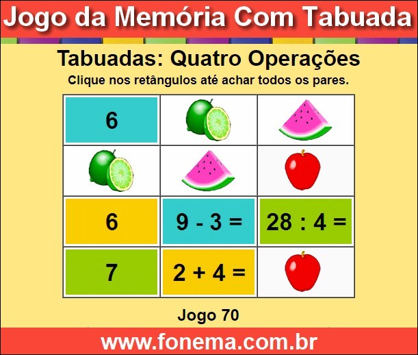 Jogo da Memória Com Cálculos