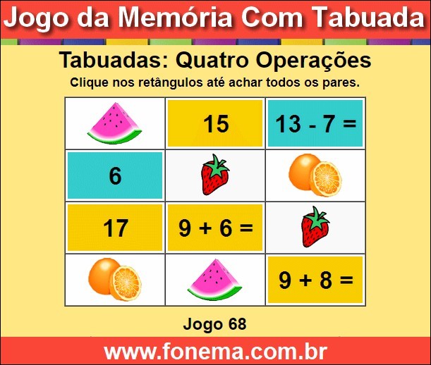 Jogo da Memória Com Tabuadas e Imagens