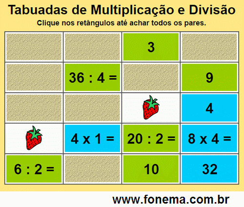 Jogos de Memorização de Multiplicação Junto Com Divisão