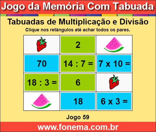 Jogo da Memória Multiplicar e Dividir