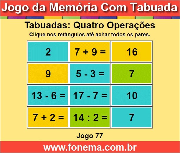 Passatempo Para Aprender o Resultado da Tabuada