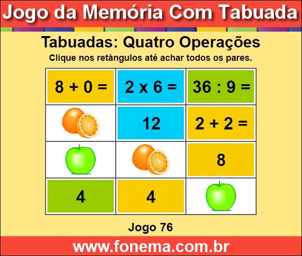 Passatempo Para Aprender os Resultados da Tabuada