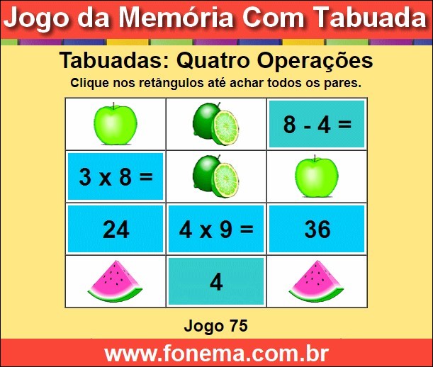 Passatempo Para Memorizar o Resultado da Tabuada